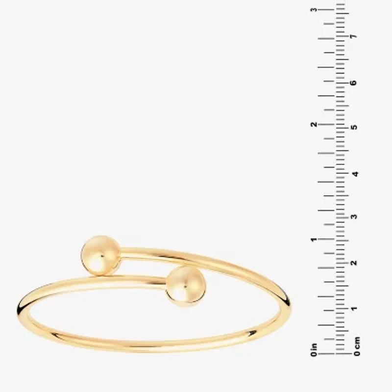 Silver Reflections Bypass Womens 14K Gold Over Brass Cuff Bracelet
