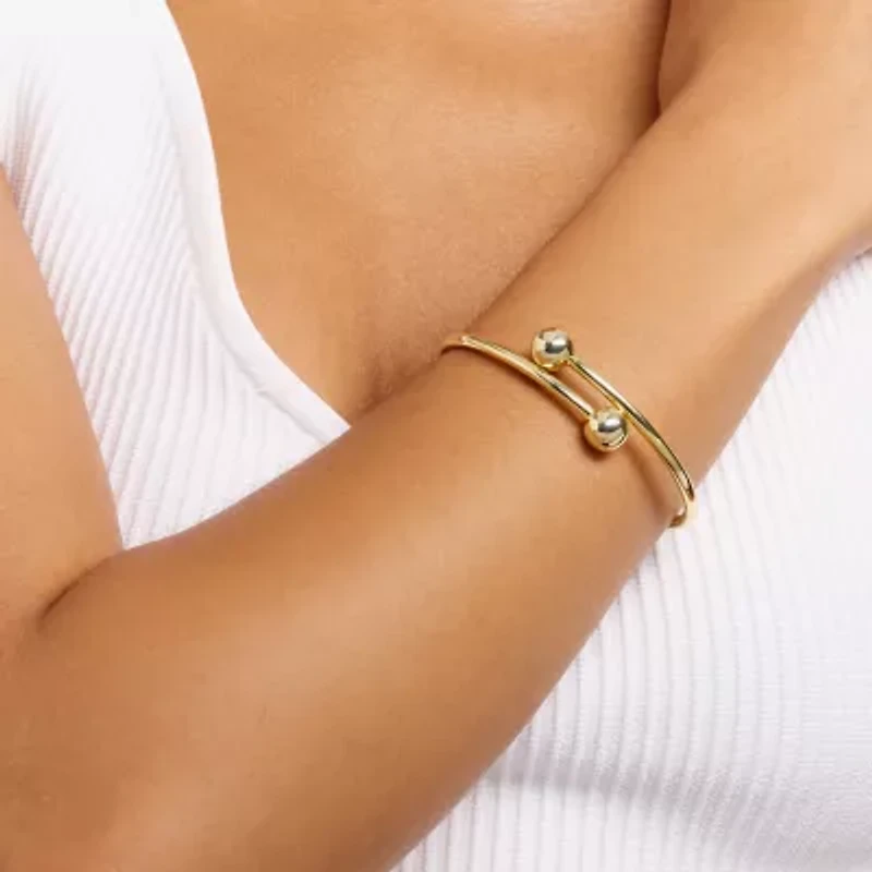 Silver Reflections Bypass Womens 14K Gold Over Brass Cuff Bracelet