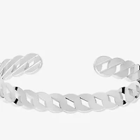 Silver Reflections Curb Chain Womens Pure Silver Over Brass Cuff Bracelet