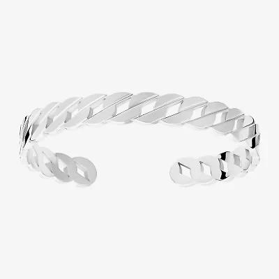 Silver Reflections Curb Chain Womens Pure Silver Over Brass Cuff Bracelet
