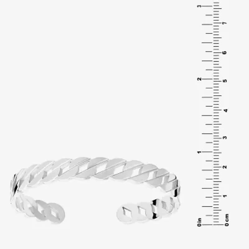 Silver Reflections Curb Chain Womens Pure Silver Over Brass Cuff Bracelet