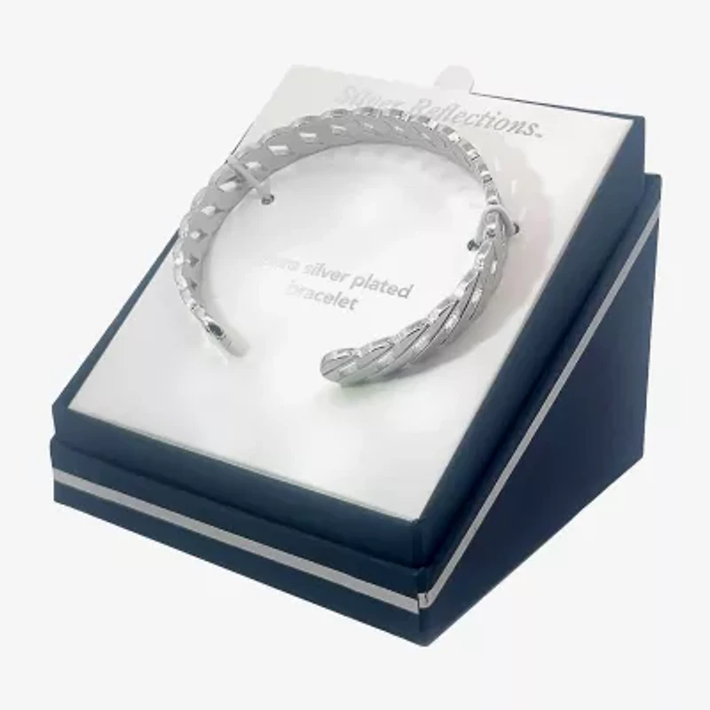 Silver Reflections Curb Chain Womens Pure Silver Over Brass Cuff Bracelet