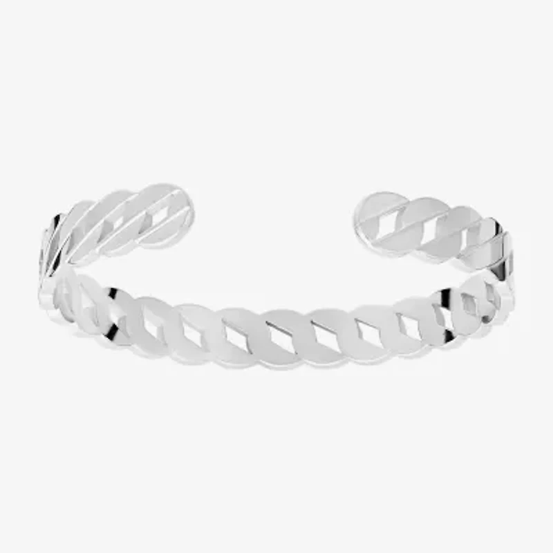 Silver Reflections Curb Chain Womens Pure Silver Over Brass Cuff Bracelet