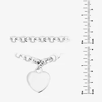 Silver Reflections Womens Pure Silver Over Brass Heart Charm Bracelet