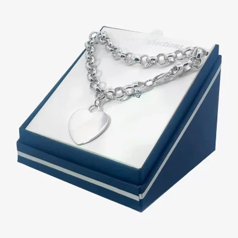 Silver Reflections Womens Pure Silver Over Brass Heart Charm Bracelet