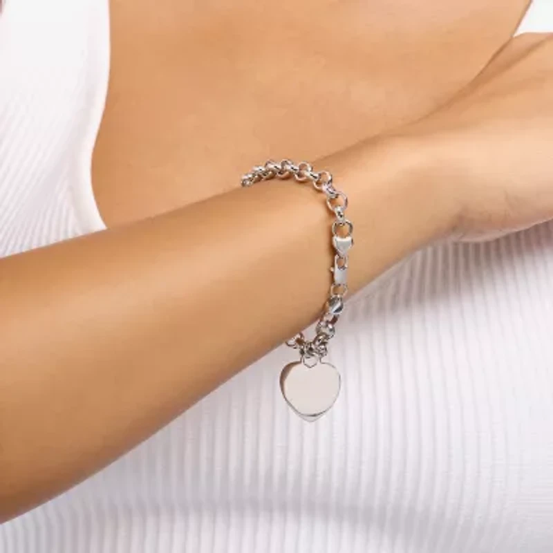 Silver Reflections Womens Pure Silver Over Brass Heart Charm Bracelet