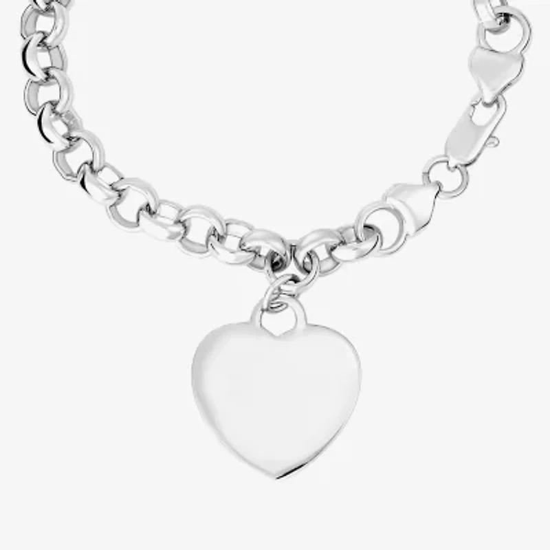 Silver Reflections Womens Pure Silver Over Brass Heart Charm Bracelet