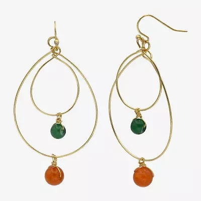 Gold Reflections Orbital Womens Multi Color Agate 14K Gold Over Brass Drop Earrings