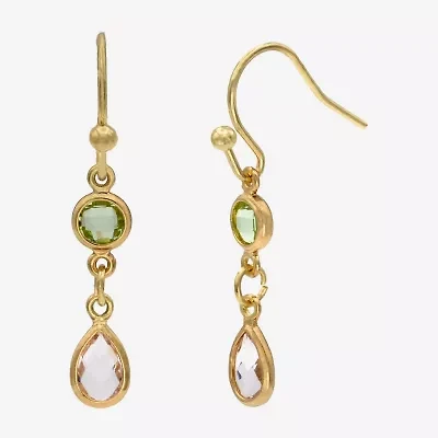 Gold Reflections Womens Multi Color Crystal 14K Gold Over Brass Drop Earrings