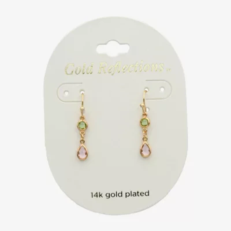 Gold Reflections Womens Multi Color Crystal 14K Gold Over Brass Drop Earrings