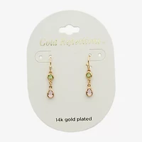 Gold Reflections Womens Multi Color Crystal 14K Gold Over Brass Drop Earrings