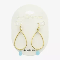 Gold Reflections Womens Blue Glass 14K Gold Over Brass Drop Earrings