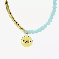 Gold Reflections Faith Womens Blue Crystal 14K Gold Over Brass Round Beaded Bracelet