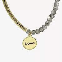 Gold Reflections Love Womens Gray Crystal 14K Gold Over Brass Round Beaded Bracelet