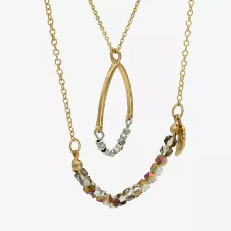 Gold Reflections Womens Brown Crystal 2-pc. Necklace Set
