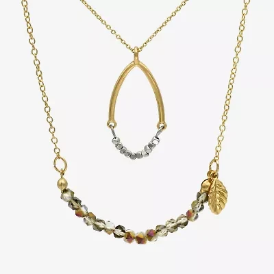 Gold Reflections Womens Brown Crystal 2-pc. Necklace Set