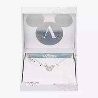 Disney Classics Initial Womens Cubic Zirconia 14K Gold Over Brass Pure Silver 16 Inch Pendant Necklace