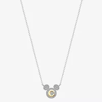 Disney Classics Initial Womens Cubic Zirconia 14K Gold Over Brass Pure Silver 16 Inch Pendant Necklace