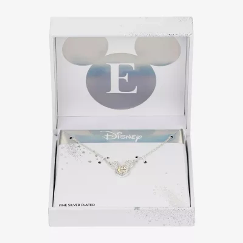 Disney Classics Initial Womens Cubic Zirconia 14K Gold Over Brass Pure Silver 16 Inch Pendant Necklace