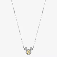 Disney Classics Initial Womens Cubic Zirconia 14K Gold Over Brass Pure Silver 16 Inch Pendant Necklace