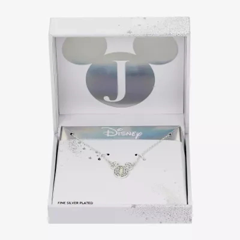 Disney Classics Initial Womens Cubic Zirconia 14K Gold Over Brass Pure Silver 16 Inch Pendant Necklace