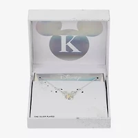 Disney Classics Initial Womens Cubic Zirconia 14K Gold Over Brass Pure Silver 16 Inch Pendant Necklace