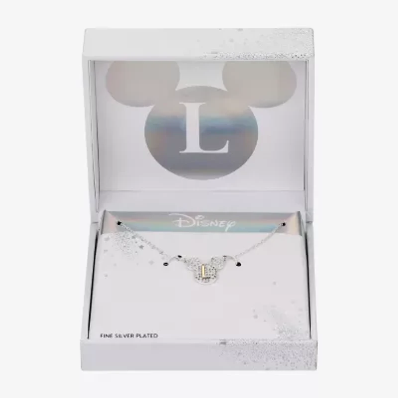 Disney Classics Initial Womens Cubic Zirconia 14K Gold Over Brass Pure Silver 16 Inch Pendant Necklace
