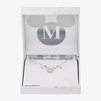 Disney Classics Initial Womens Cubic Zirconia 14K Gold Over Brass Pure Silver 16 Inch Pendant Necklace