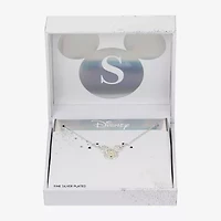 Disney Classics Initial Womens Cubic Zirconia 14K Gold Over Brass Pure Silver 16 Inch Pendant Necklace