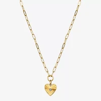 Moda Sport Hypoallergenic Water-Resistant Womens Cubic Zirconia 14K Gold Over Stainless Steel Heart Hypoallergenic 16 Inch Pendant Necklace