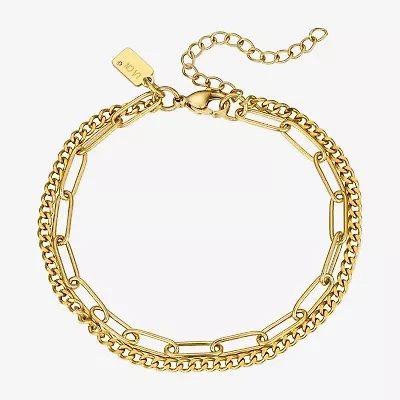 Moda Sport Hypoallergenic Water-Resistant Womens 14K Gold Over Stainless Steel Semisolid Link Hypoallergenic Chain Bracelet