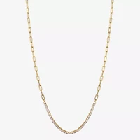 Moda Sport Freeform Womens Cubic Zirconia 14K Gold Over Stainless Steel Hypoallergenic 16 Inch Tennis Necklace