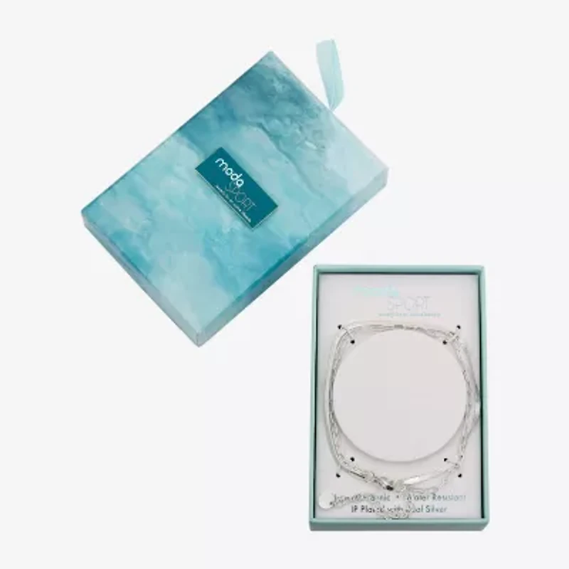 Moda Sport Hypoallergenic Water-Resistant Womens Stainless Steel Semisolid Herringbone Hypoallergenic Chain Bracelet