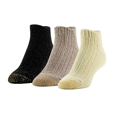 Gold Toe Chenille Womens Multi-Pack 3 Pair Low Cut Socks