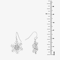 Sparkle Allure Womens Crystal Pure Silver Over Brass Snowflake Drop Earrings