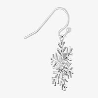 Sparkle Allure Womens Crystal Pure Silver Over Brass Snowflake Drop Earrings