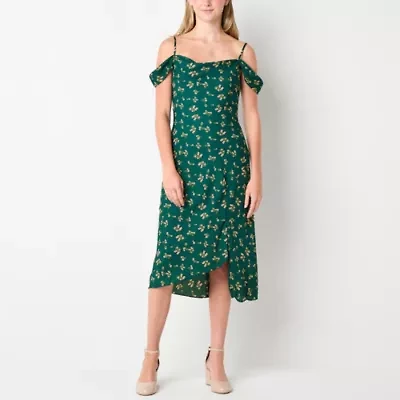 by&by Womens Sleeveless Midi Casual Floral Juniors Bodycon Dress