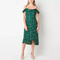by&by Womens Sleeveless Midi Casual Floral Juniors Bodycon Dress