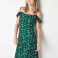 by&by Womens Sleeveless Midi Casual Floral Juniors Bodycon Dress