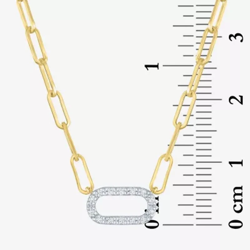 Yes, Please! (G-H / I1-12) Womens Diamond Accent Lab Grown White Diamond 14K Gold Over Silver Paperclip 18 Inch Pendant Necklace