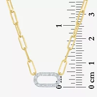 Yes, Please! (G-H / I1-12) Womens Diamond Accent Lab Grown White Diamond 14K Gold Over Silver Paperclip 18 Inch Pendant Necklace