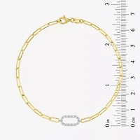 Yes, Please! (G-H / I1-I2) Womens 14K Gold Over Silver 8 Inch Paperclip Chain Bracelet