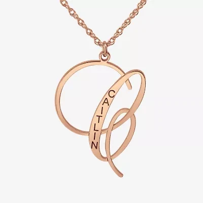 Personalized Womens Name Engraved Initial Pendant Necklace