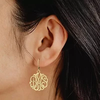 Personalized 14K Gold Over Sterling Silver Monogram Drop Earrings