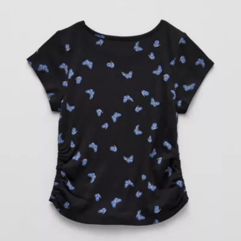 Thereabouts Rib Little & Big Kid Girls Round Neck Short Sleeve T-Shirt