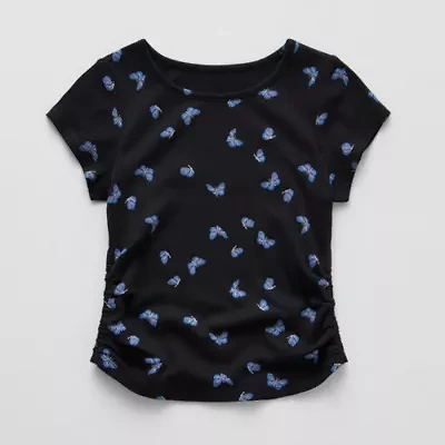 Thereabouts Rib Little & Big Kid Girls Round Neck Short Sleeve T-Shirt