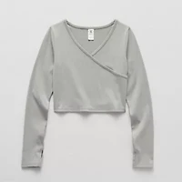 Xersion Little & Big Kid Girls V Neck Long Sleeve Active T-Shirt