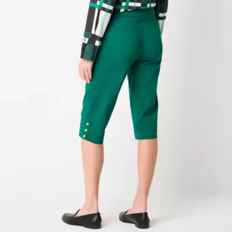 Liz Claiborne Alyssa Womens Stretch Fabric Straight Mid Rise Capri Pant