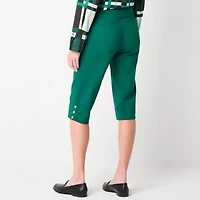 Liz Claiborne Alyssa Womens Stretch Fabric Straight Mid Rise Capri Pant