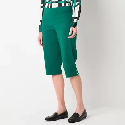 Liz Claiborne Alyssa Womens Stretch Fabric Straight Mid Rise Capri Pant